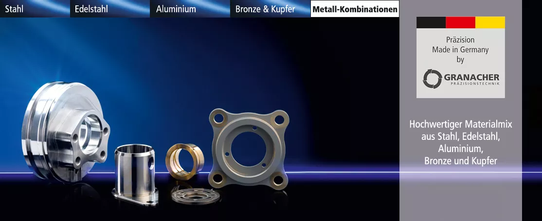 Hochwertiger Materialmix aus Stahl, Edelstahl, Aluminium, Bronze und Kupfer